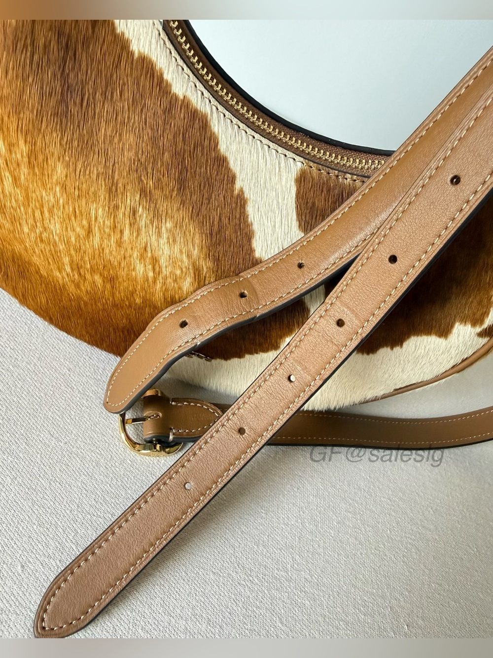 NWT Coach Emily Shoulder & Crossbody Bag In Haircalf With Cow Print Gold CDX23 - Picture 14 of 15